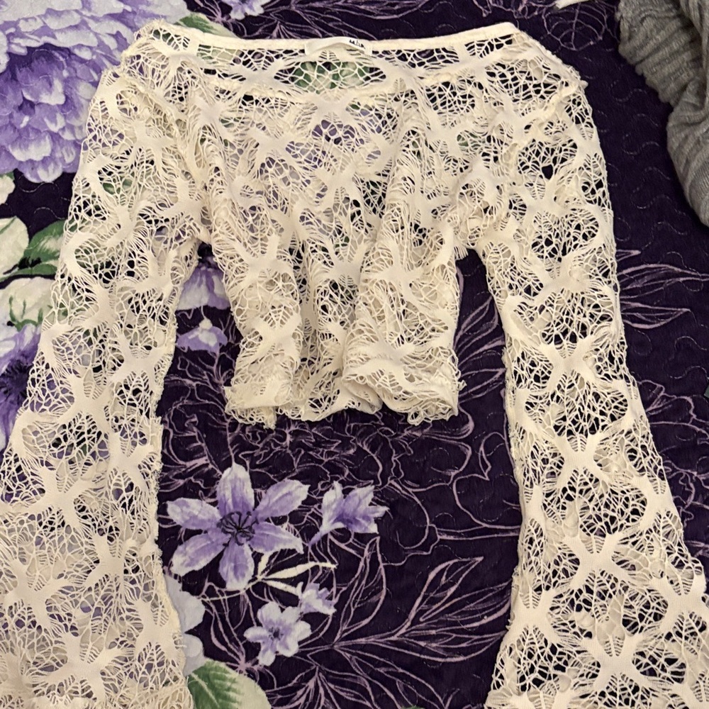 Cream Lace Crochet Top